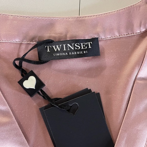 Twinset Velvet Mini Dress Pink Blush Size 6 Italian‎ Size 42 New - Picture 12 of 13